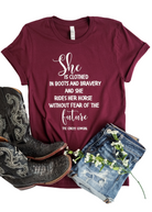 Maroon She is Clothed Short Sleeve Graphic Tee tcc graphic tee The Cinchy Cowgirl   