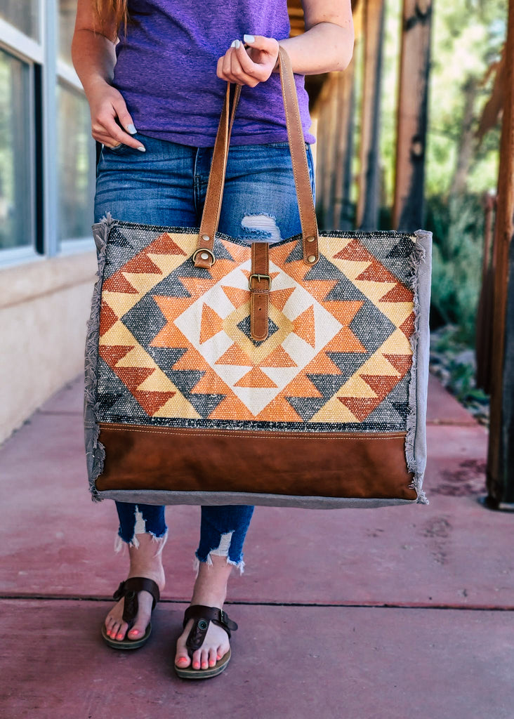 Western Fashion Stripe Large Duffle Bag or Weekender Bag 