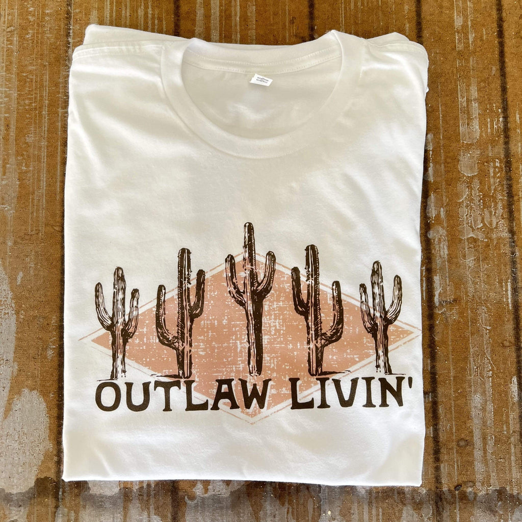 White Outlaw Livin' Tee graphic tee - dropship thelattimoreclaim   