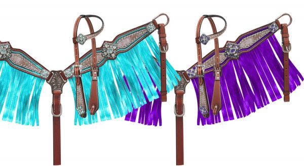 PONY Size Holographic Fringe Headstall Set