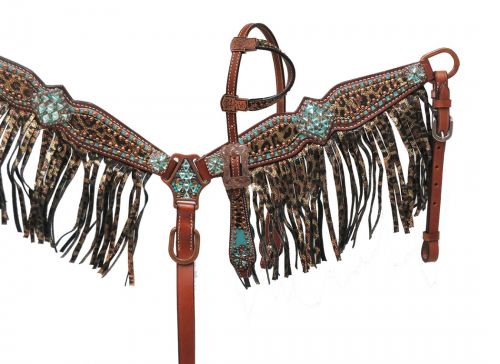 PONY Leopard Fringe Headstall Set