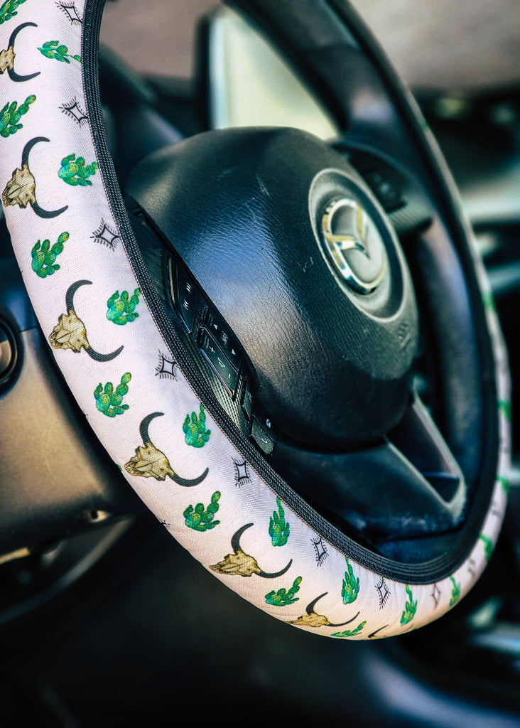 Steer Skull, Cactus, Aztec Steering Wheel Cover