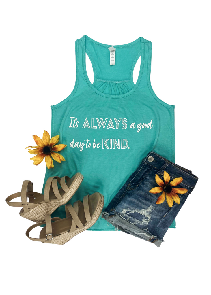Teal It's Always A Good Day Graphic Tank Top tcc graphic tee The Cinchy Cowgirl   