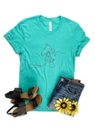 She is Strong Horse Teal Short Sleeve Graphic Tee tcc graphic tee The Cinchy Cowgirl   