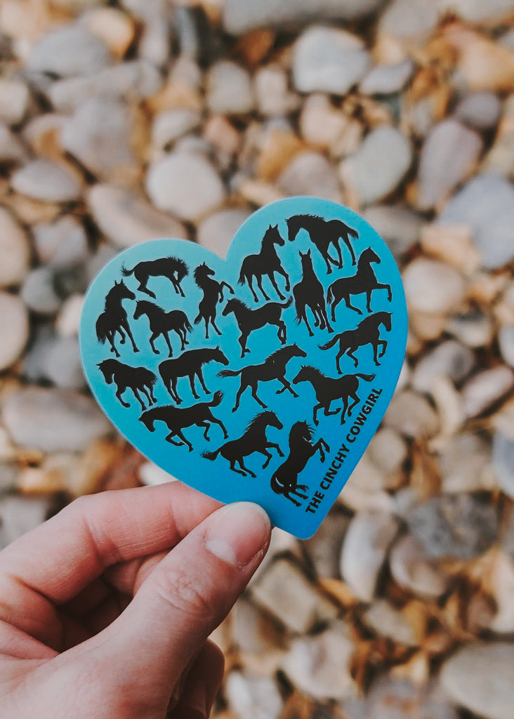 Turquoise Ombre Horse Heart Sticker stickers The Cinchy Cowgirl   