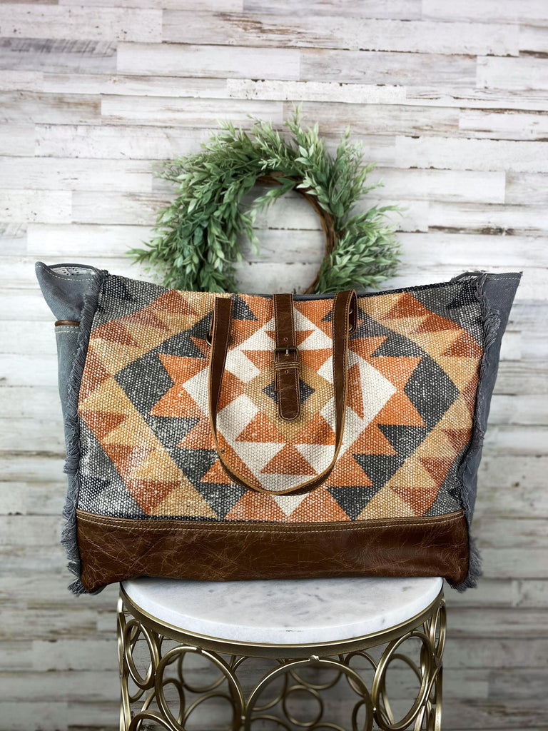 Multi-Colored Rug Weekender Handbag