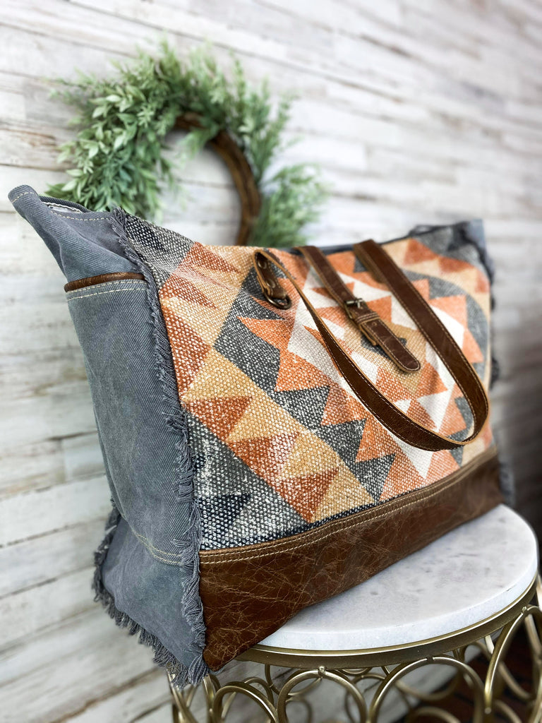 Multi-Colored Rug Weekender Handbag