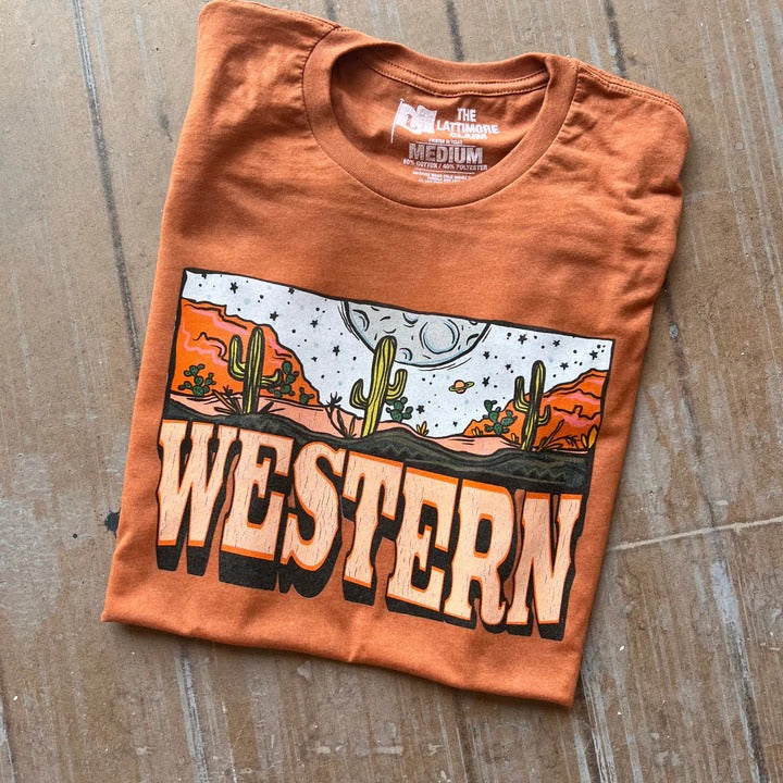 Harvest Orange Western Moon Tee graphic tee - dropship thelattimoreclaim   