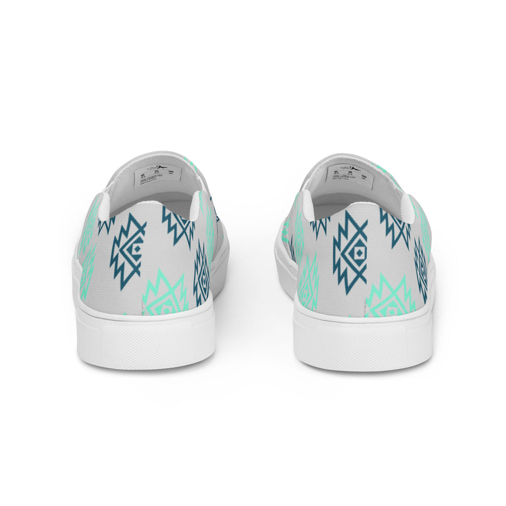 Mint & Navy Aztec Slip On Sneaker Shoes POD Slip On The Cinchy Cowgirl   