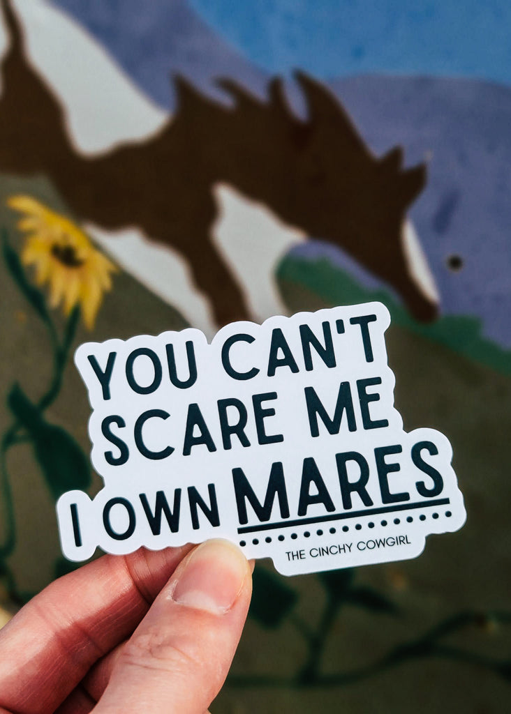 You Can't Scare Me I Own Mares Sticker stickers The Cinchy Cowgirl   